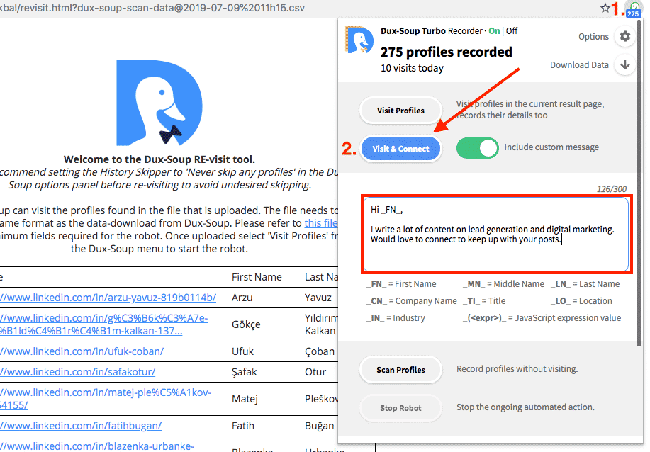 Dux-Soup Dashboard