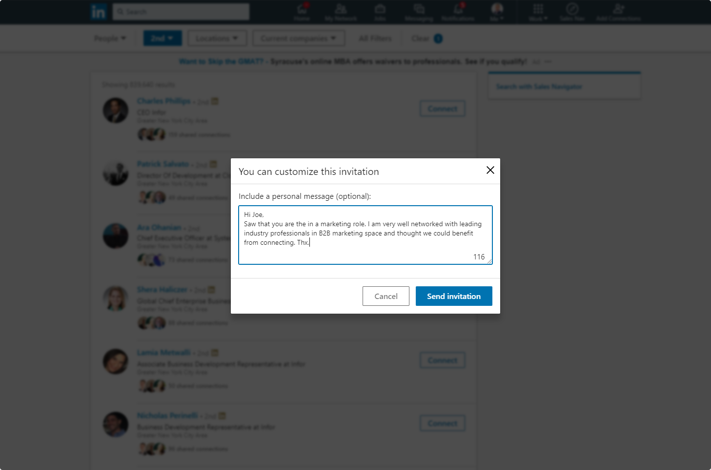 linkedin invitation messages