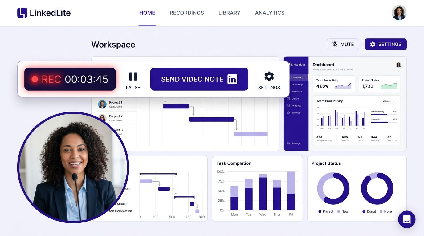 LinkedLite Live Screen and Webcam Video Note Recording Feature
